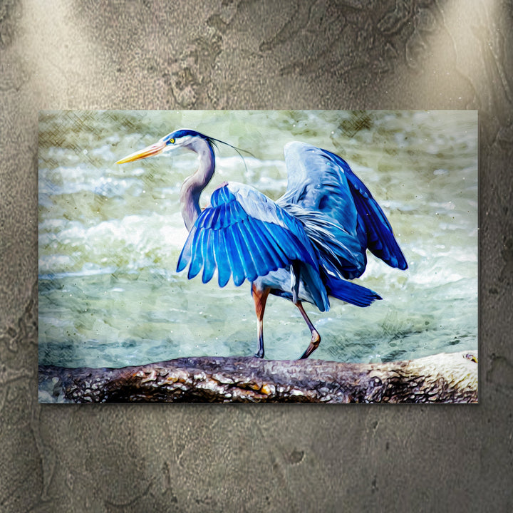 Beach Blue Heron Canvas Wall Art II