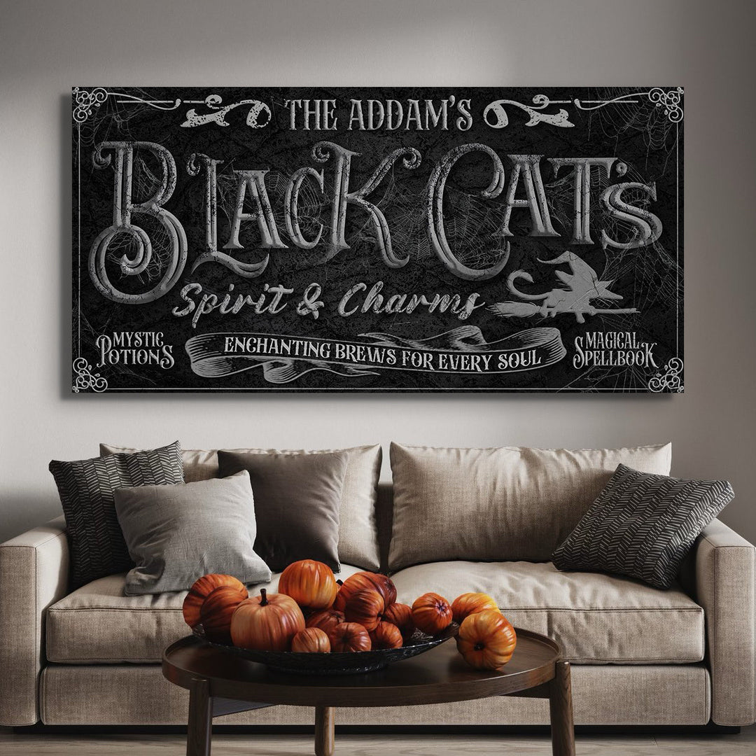 Black Cat’s Spirits & Charms Bar Halloween Sign II