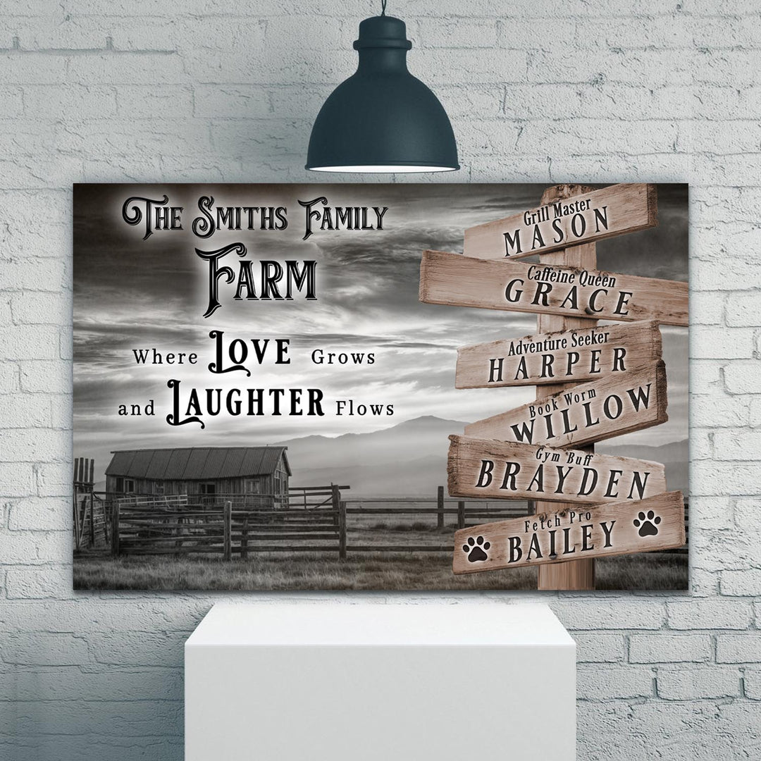 Where Love Grows And Laughter Flows Family Farm Names Sign