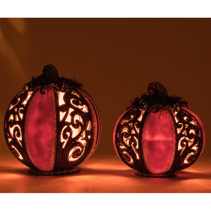 Macabre Pumpkins with Tea Lights Set of 2 by Katherine's Collection image 1