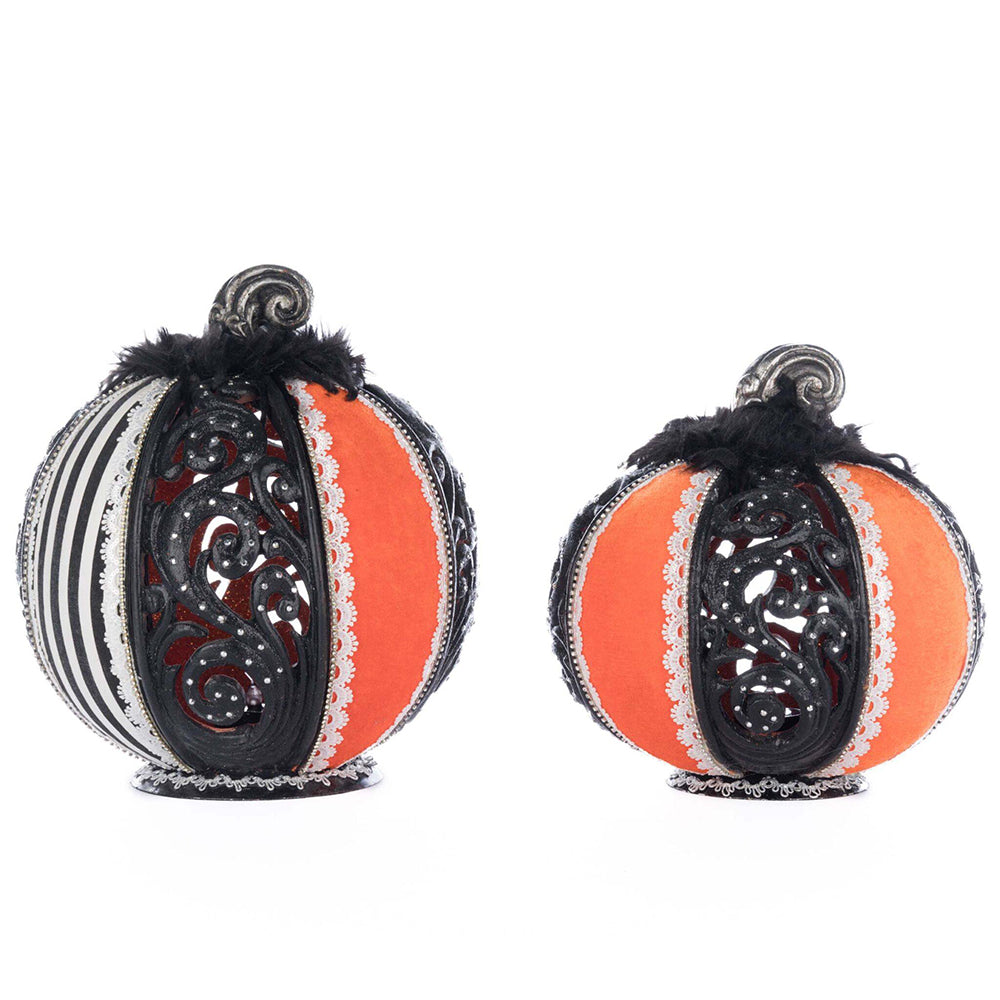 Macabre Pumpkins with Tea Lights Set of 2 by Katherine's Collection image 2