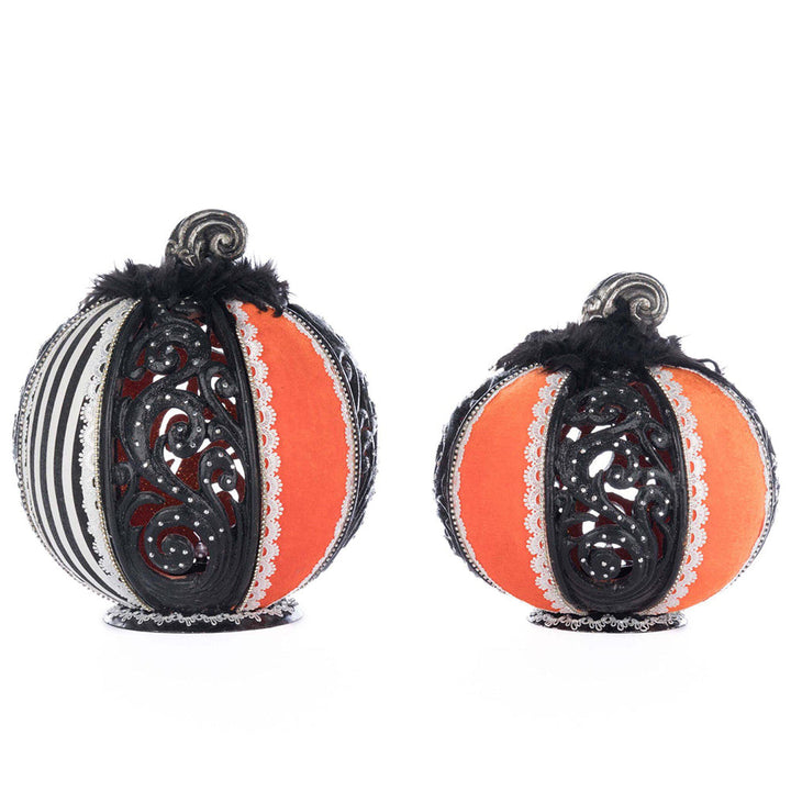 Macabre Pumpkins with Tea Lights Set of 2 by Katherine's Collection image 2