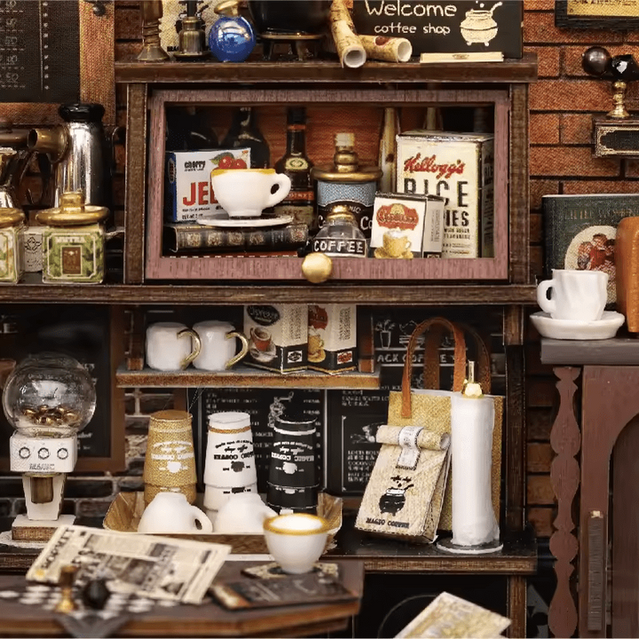 Magic Coffee Dollhouse Kit - Miniature Wizardi Roombox Kit