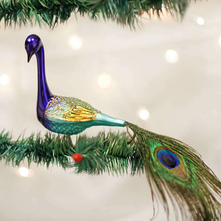 Old World Christmas Magnificent Peacock Blown Glass Ornament