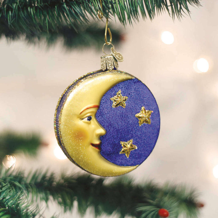 Old World Christmas Man in the Moon Blown Glass Ornament