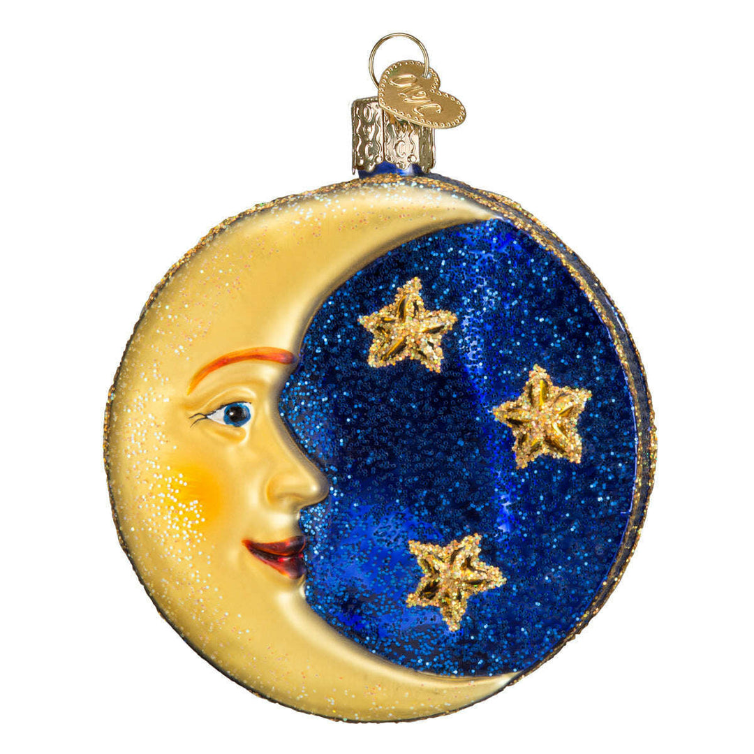 Old World Christmas Man in the Moon Blown Glass Ornament
