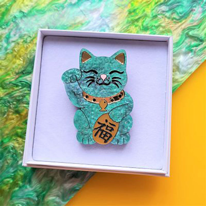 Maneki Neko - Good Luck Brooch by Cherryloco Jewellery 4