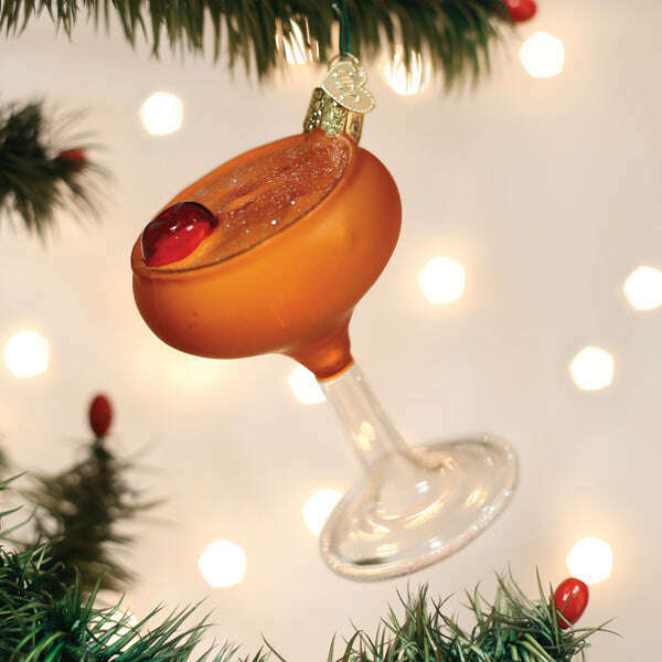 Old World Christmas Manhattan Martini Blown Glass Ornament