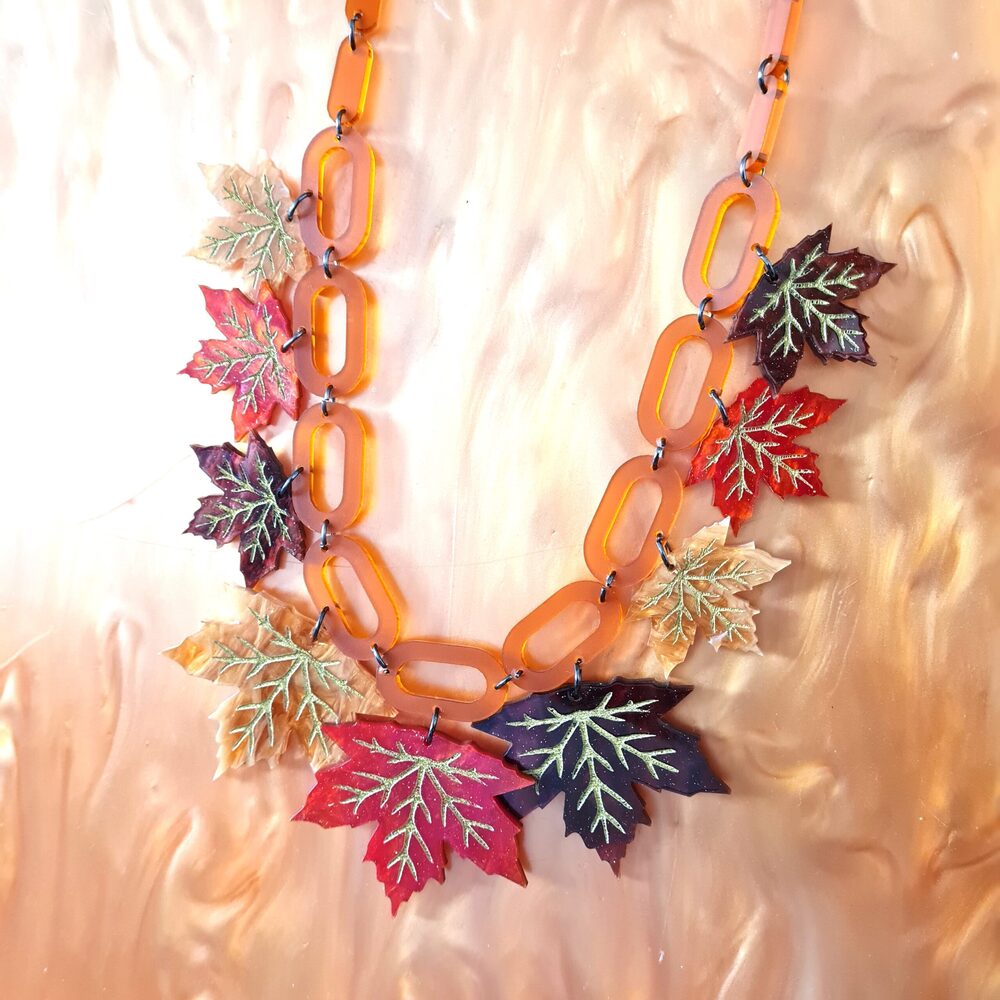 Maple Leaf Charm Statement Necklace 1