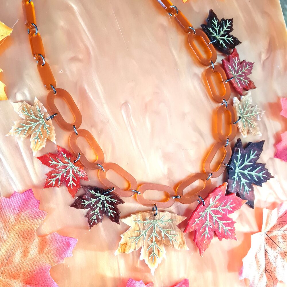 Maple Leaf Charm Statement Necklace 3