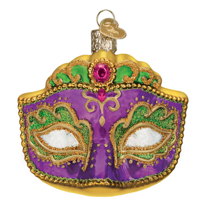 Old World Christmas Mardi Gras Mask Blown Glass Ornament
