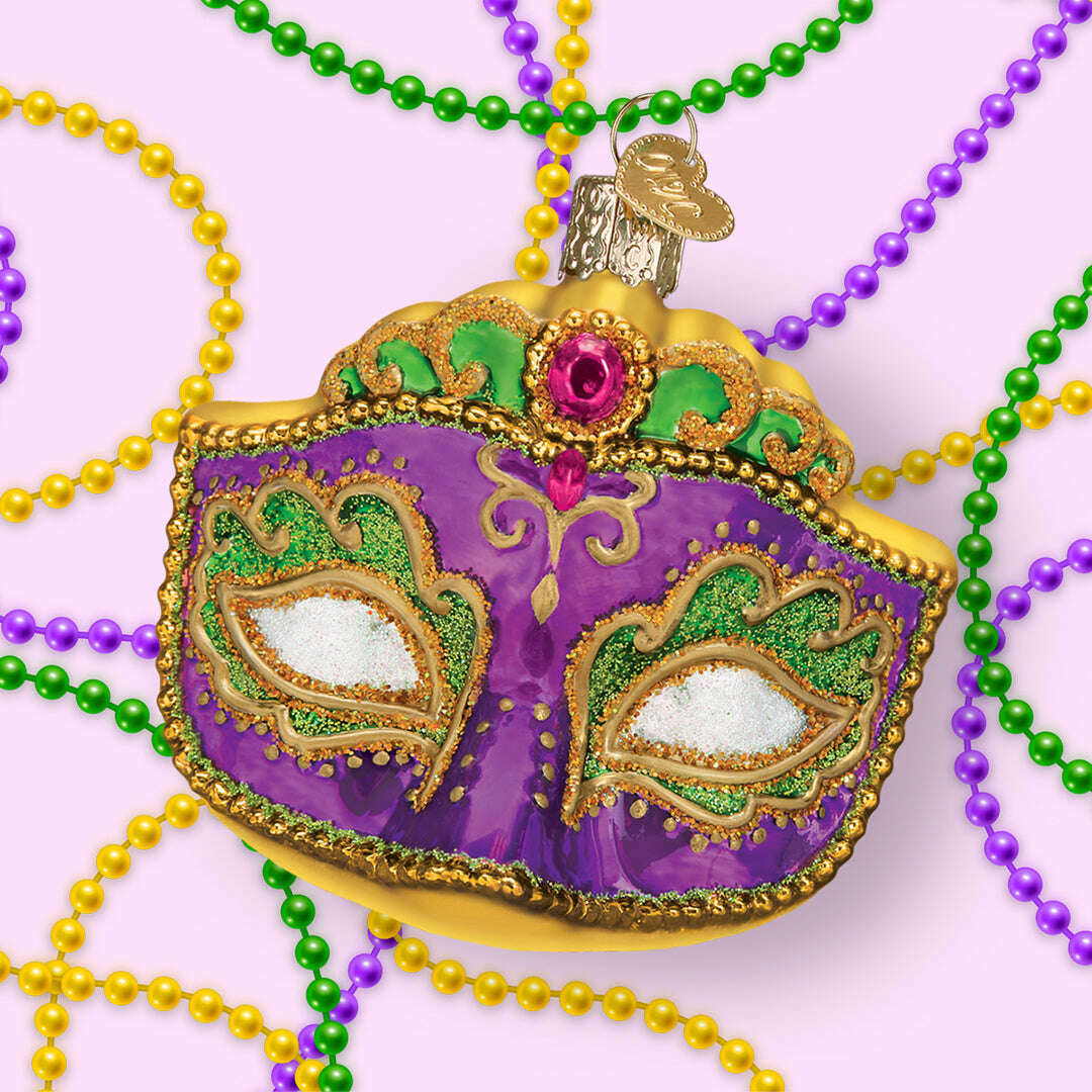 Old World Christmas Mardi Gras Mask Blown Glass Ornament