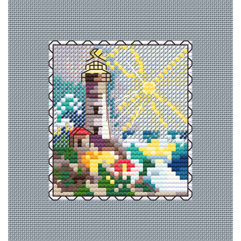 Mark-lighthouse. Mini Stamp Series - PDF Cross Stitch Pattern