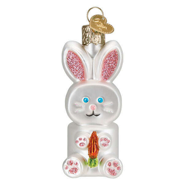 Old World Christmas Marshmallow Bunny Blown Glass Ornament