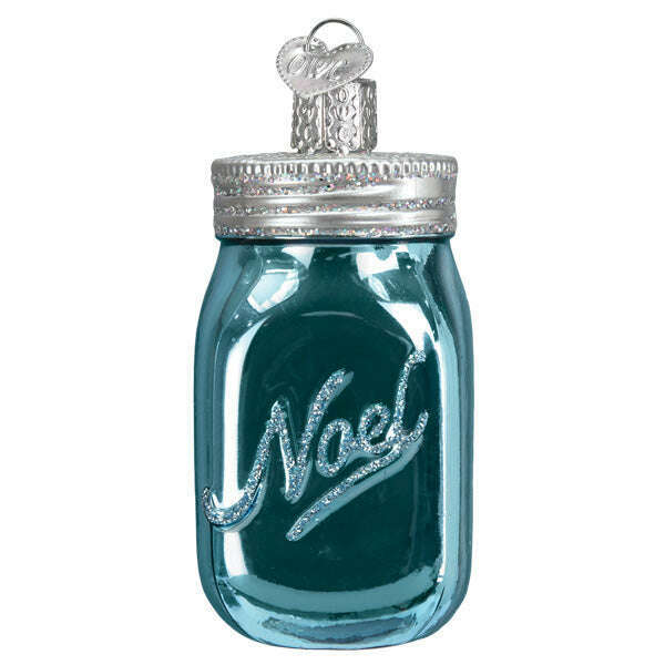 Old World Christmas Mason Jar Blown Glass Ornament