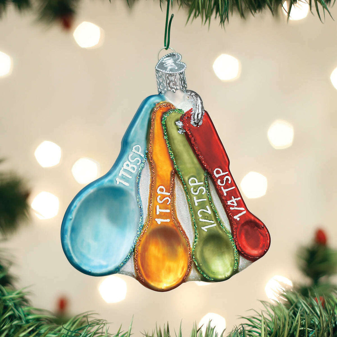 Old World Christmas Measuring Spoons Blown Glass Ornament