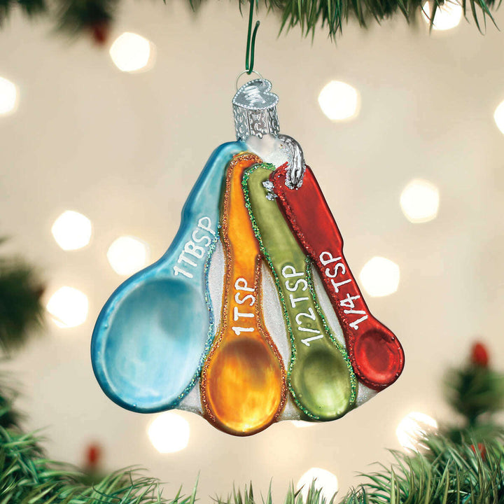 Old World Christmas Measuring Spoons Blown Glass Ornament