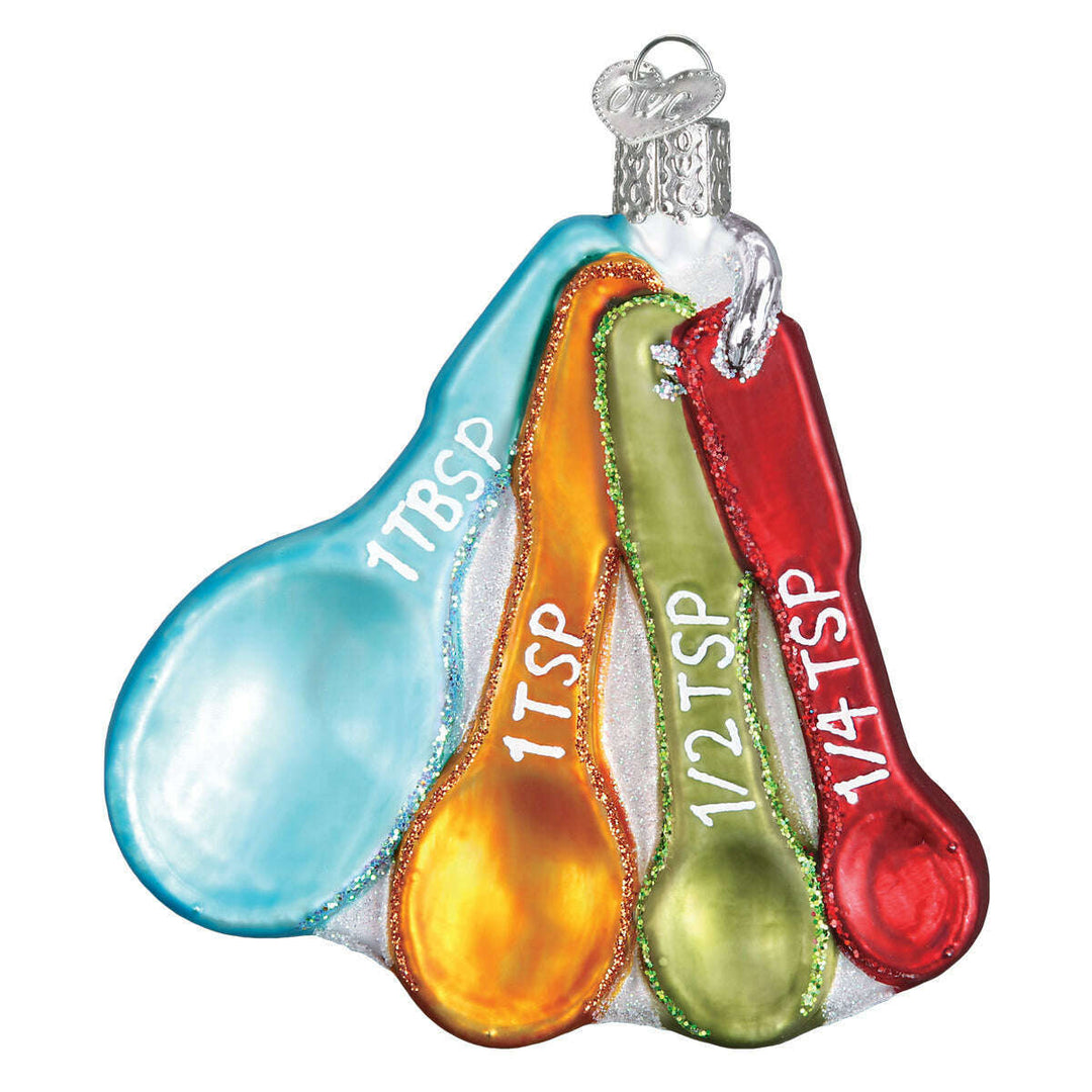 Old World Christmas Measuring Spoons Blown Glass Ornament
