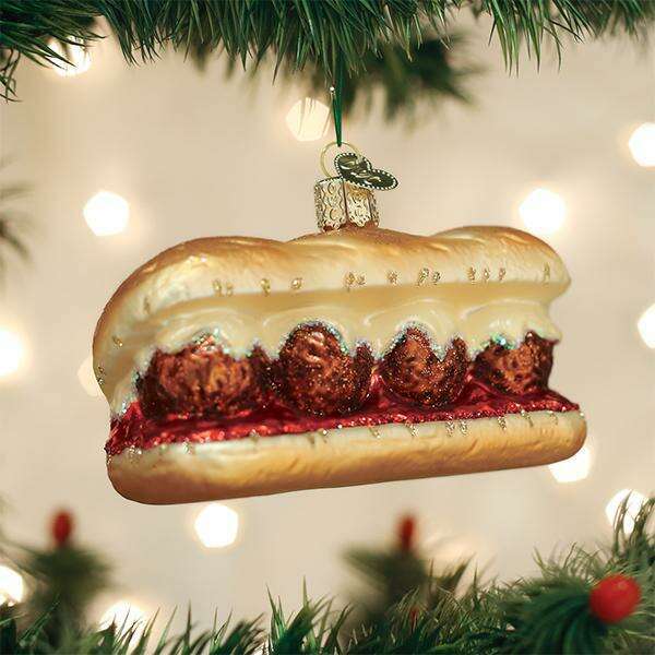 Old World Christmas Meatball Sandwich Blown Glass Ornament