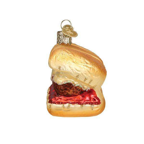 Old World Christmas Meatball Sandwich Blown Glass Ornament