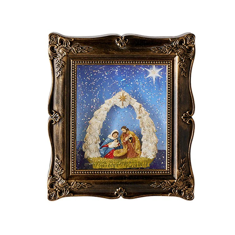 9" Holy Family Lighted Water Picture Frame