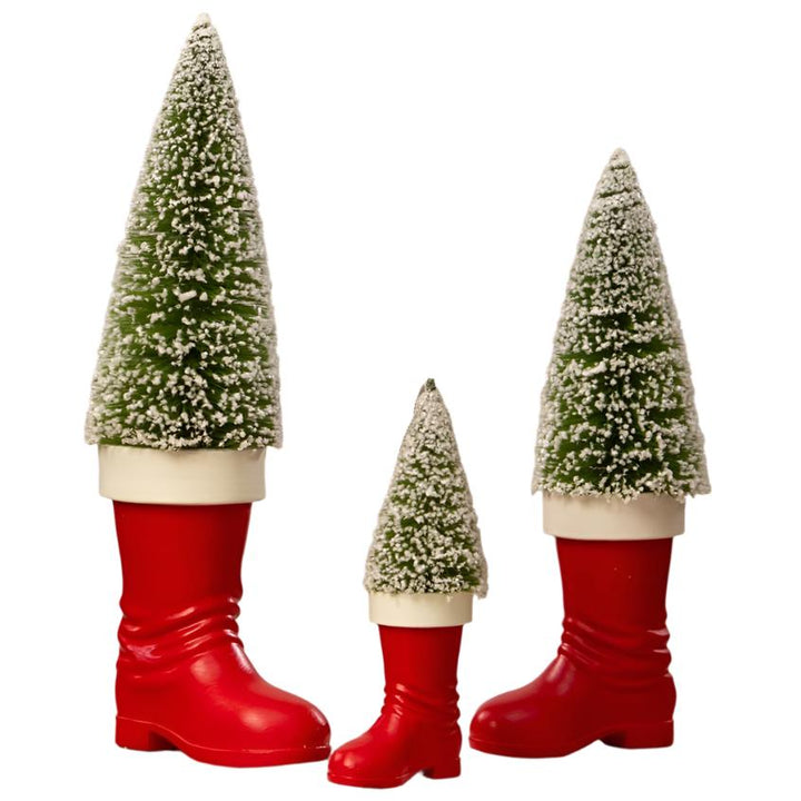 Santa Boot with Bottle Brush Tree Ornament