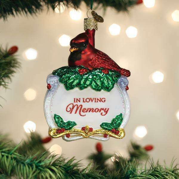 Old World Christmas Memorial Cardinal Blown Glass Ornament