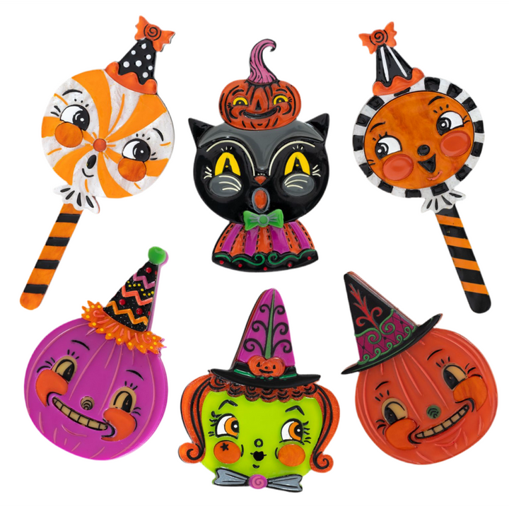 Menacing Menagerie 13-piece bundle by Johanna Parker x Lipstick & Chrome — candy-colored Halloween resin brooches