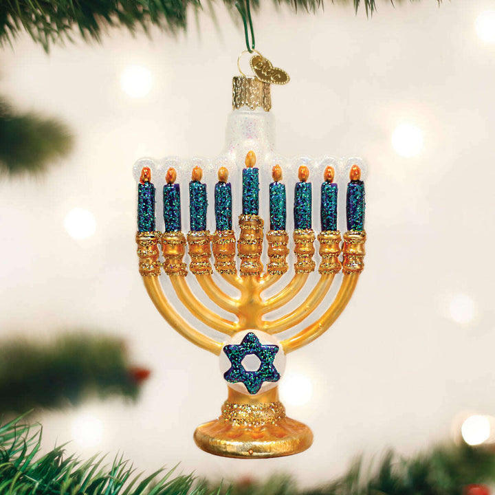 Old World Christmas Menorah Blown Glass Ornament