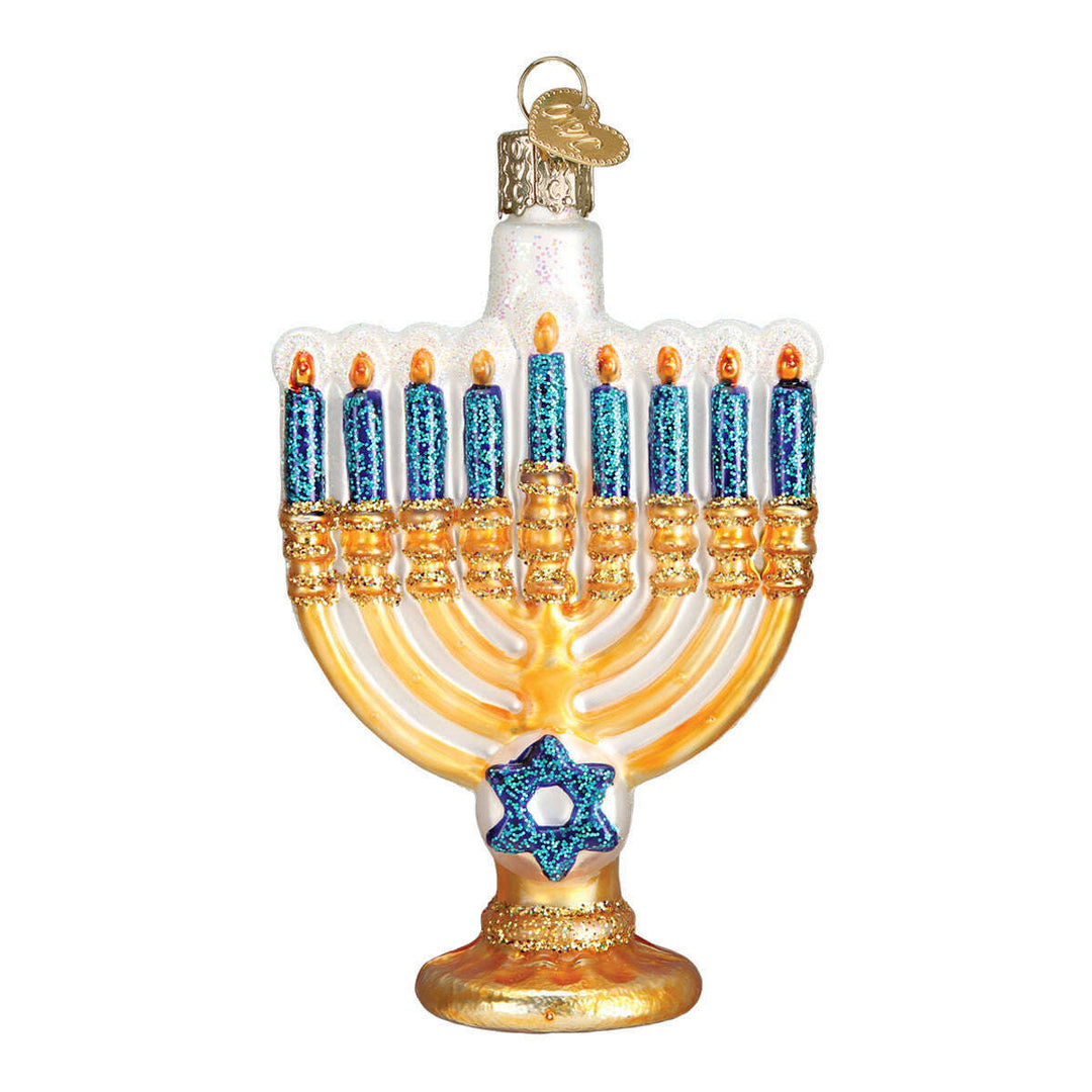 Old World Christmas Menorah Blown Glass Ornament