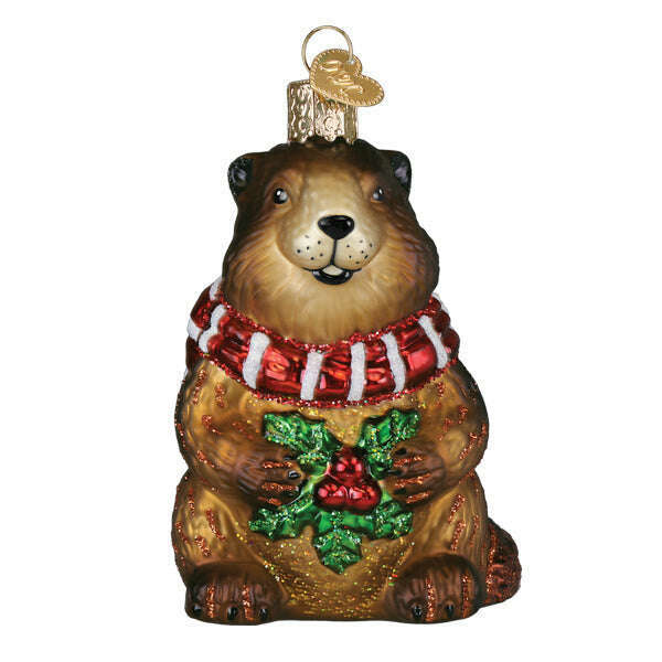 Old World Christmas Merry Marmot Blown Glass Ornament