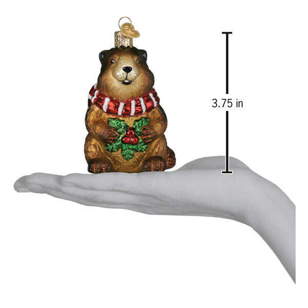Old World Christmas Merry Marmot Blown Glass Ornament