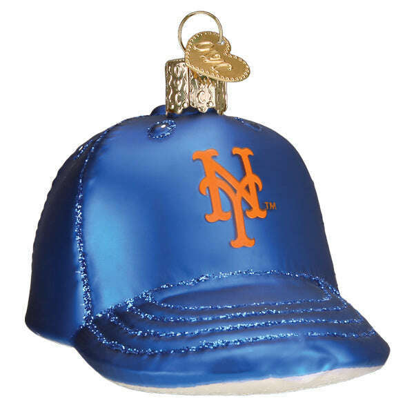 Old World Christmas Mets Baseball Cap Blown Glass Ornament
