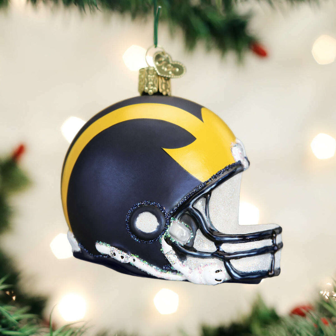 Old World Christmas Michigan Helmet Blown Glass Ornament