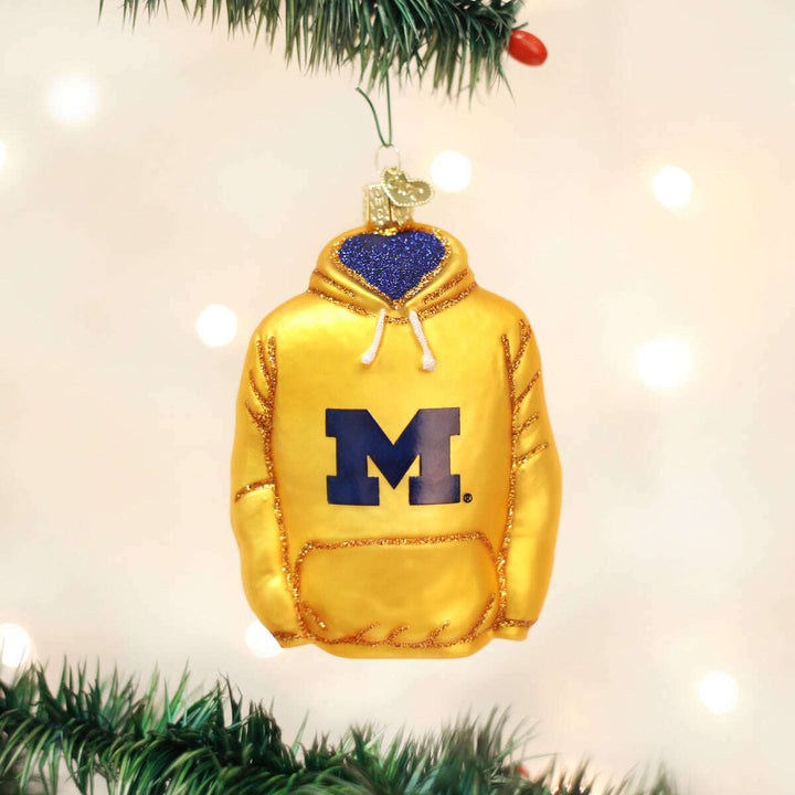 Old World Christmas Michigan Hoodie Blown Glass Ornament