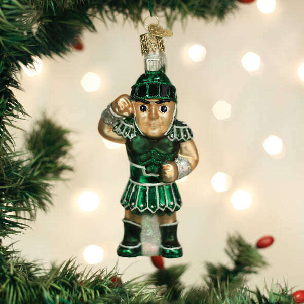 Old World Christmas Michigan State Sparty Blown Glass Ornament
