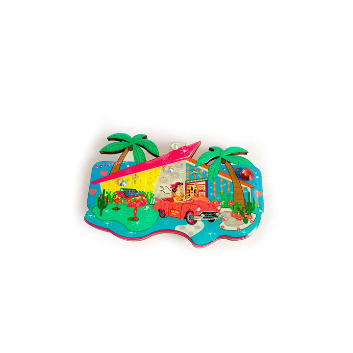 Mid Century Palm Springs House Brooch by Rosie Rose Parker
