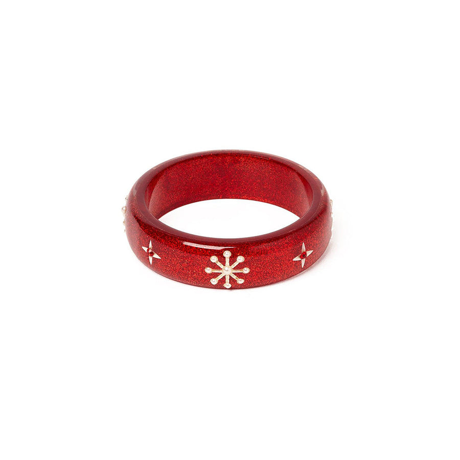 Midi Red Glitter Snowflake Bangle by Splendette image