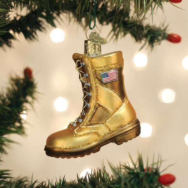 Old World Christmas Military Boot Blown Glass Ornament