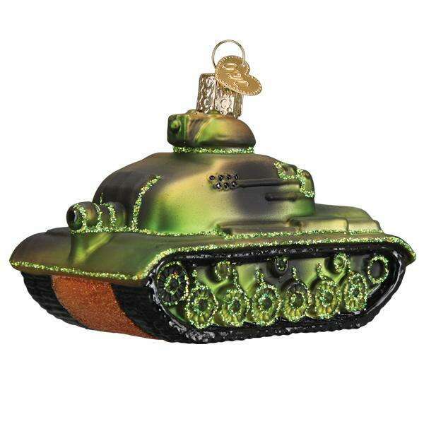 Old World Christmas Military Tank Blown Glass Ornament