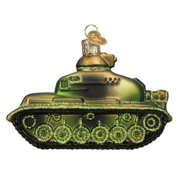 Old World Christmas Military Tank Blown Glass Ornament