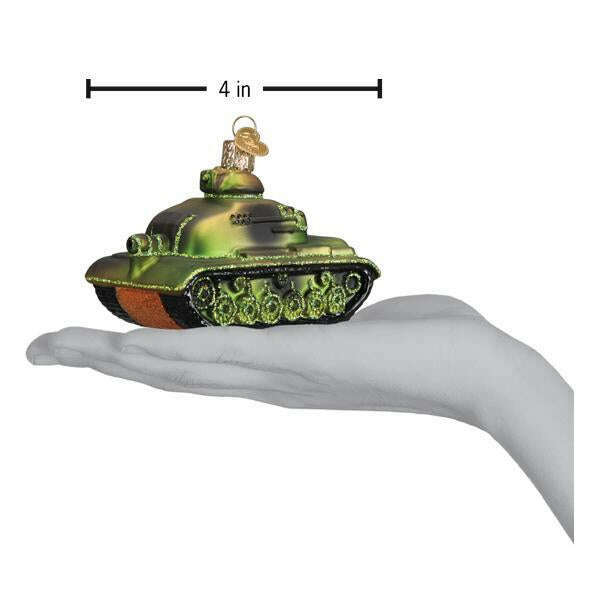 Old World Christmas Military Tank Blown Glass Ornament