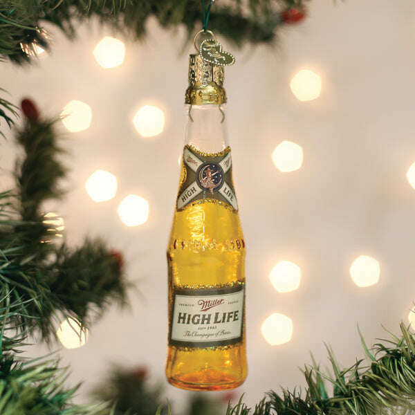 Old World Christmas Miller High Life Bottle Blown Glass Ornament