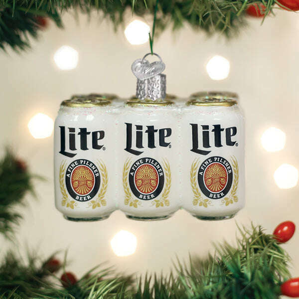 Old World Christmas Miller Lite Six Pack Blown Glass Ornament