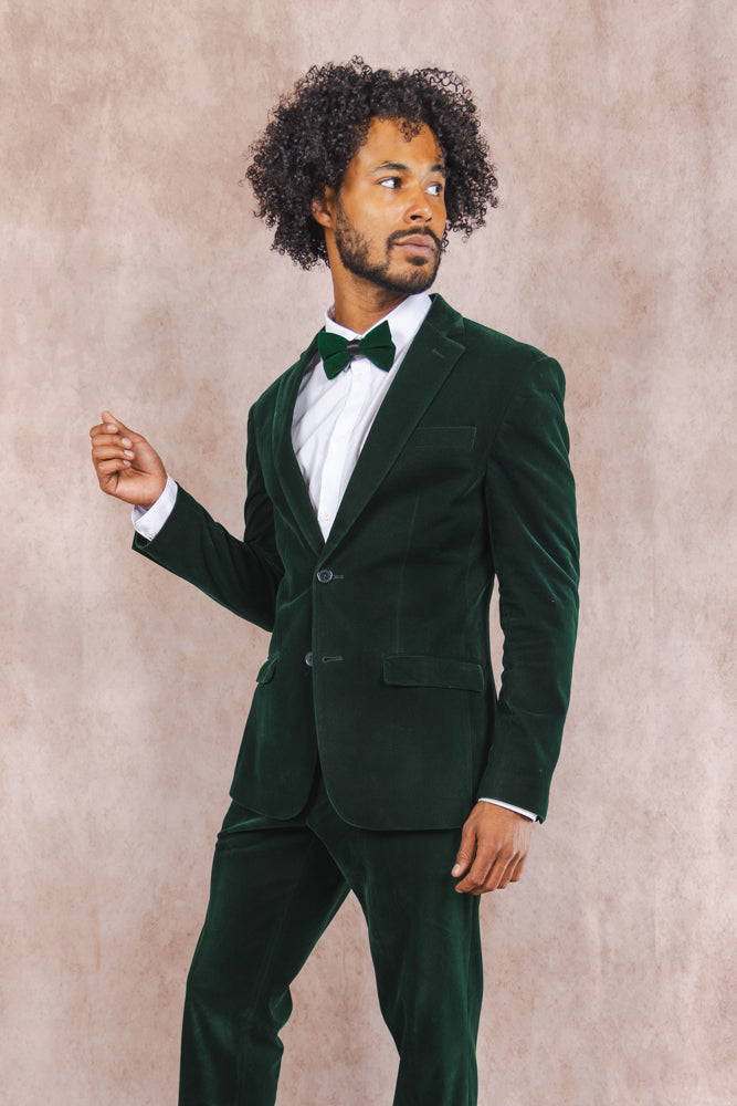The Elegant Evergreen | Green Velvet Velvet Blazer
