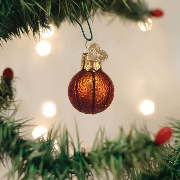 Old World Christmas Mini Basketball Blown Glass Ornament