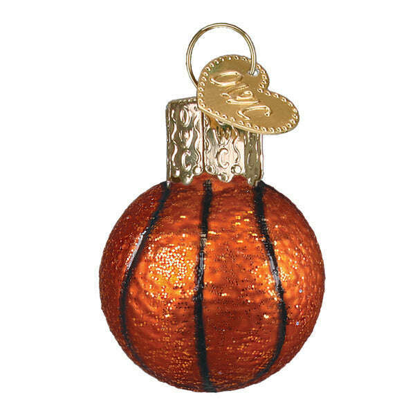 Old World Christmas Mini Basketball Blown Glass Ornament