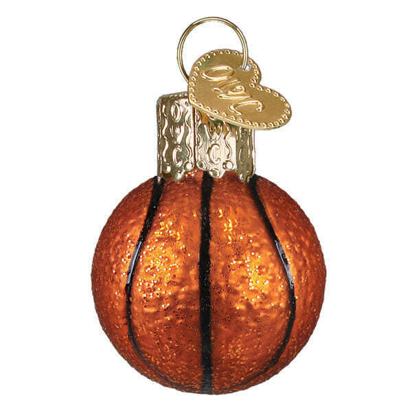 Old World Christmas Mini Basketball Blown Glass Ornament