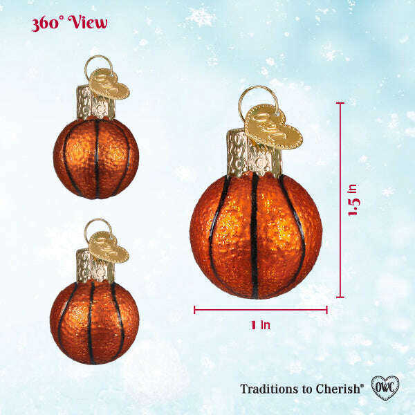 Old World Christmas Mini Basketball Blown Glass Ornament
