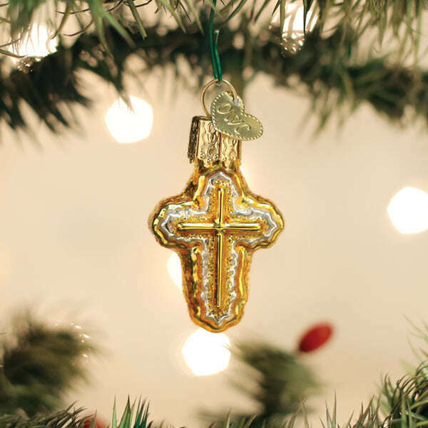 Old World Christmas Mini Cross Blown Glass Ornament